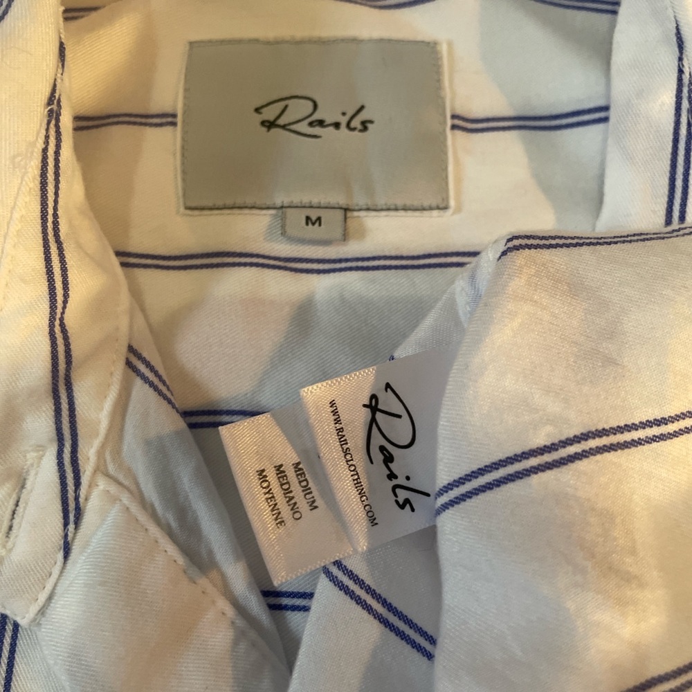 Rails White Shirt with Blue Stripes - Picture 6 of 8